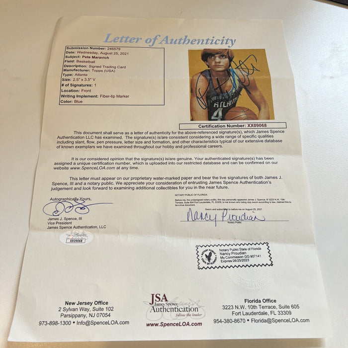 1971 Topps Pistol Pete Maravich Signed Autographed Basketball Card PSA DNA