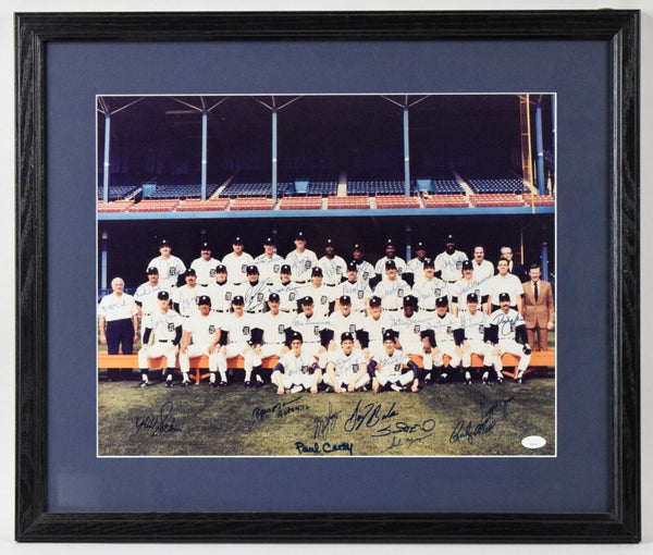 1984 Detroit Tigers World Series Champs Team Signed 16x20 Photo 35 Sigs JSA