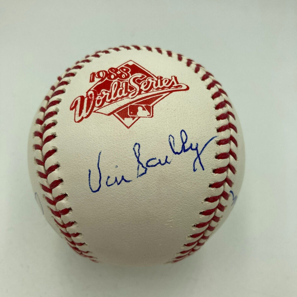 Vin Scully Kirk Gibson Lasorda Hershiser Signed 1988 World Series Baseball PSA