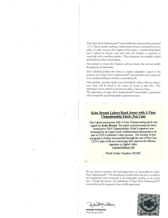Kobe Bryant 3 Signed NBA Finals Los Angeles Lakers Jerseys Display UDA & Beckett
