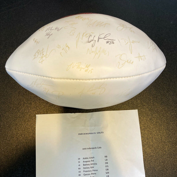 2010 Indianapolis Colts Team Signed Autographed Wilson NFL Football