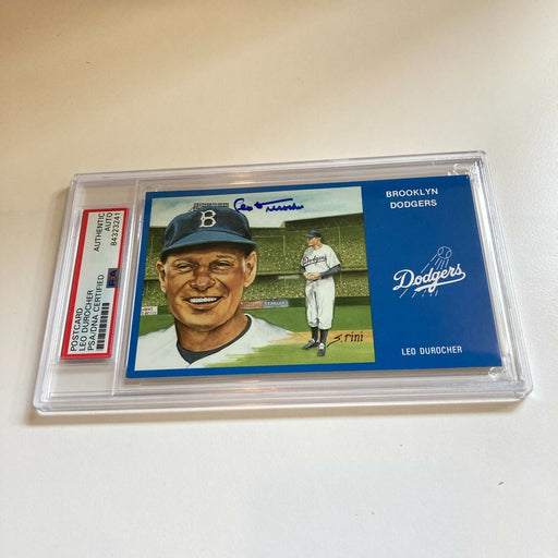 Leo Durocher Signed Autographed Brooklyn Dodgers Postcard PSA DNA