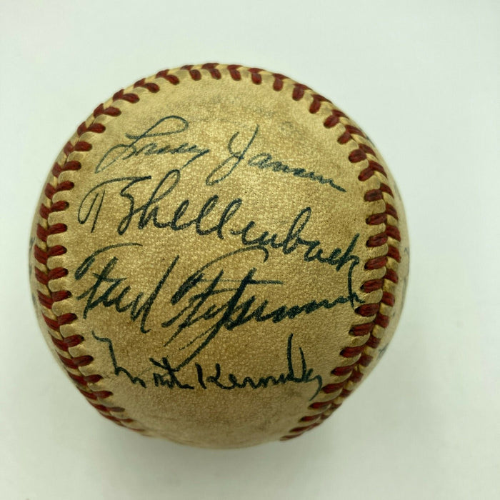 Russ Hodges Harry Caray Ernie Harwell 1953 Giants Broadcast Signed Baseball PSA