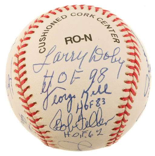 Larry Doby Harmon Killebrew Hall Of Fame Multi Signed Baseball PSA DNA 9 MINT