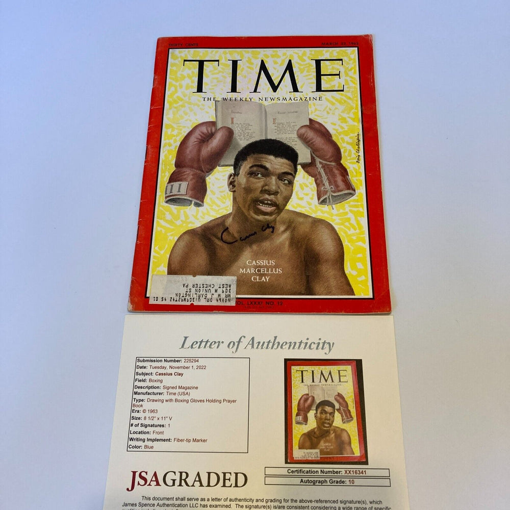 Muhammad Ali  "Cassius Clay" Signed 1963 Time Magazine JSA Graded 10 GEM MINT