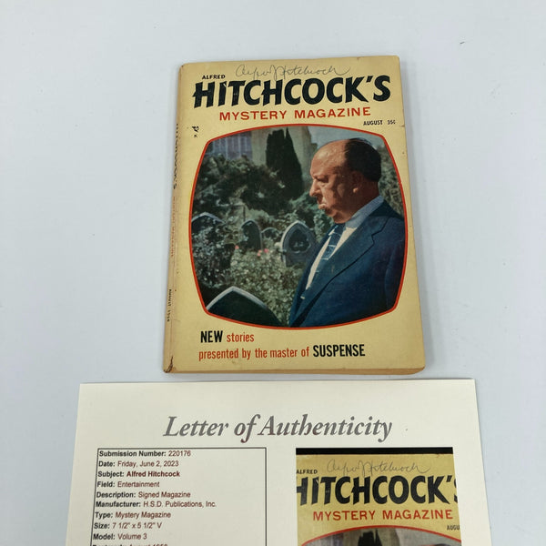 Alfred Hitchcock Signed 1958 Mystery Magazine Book JSA COA