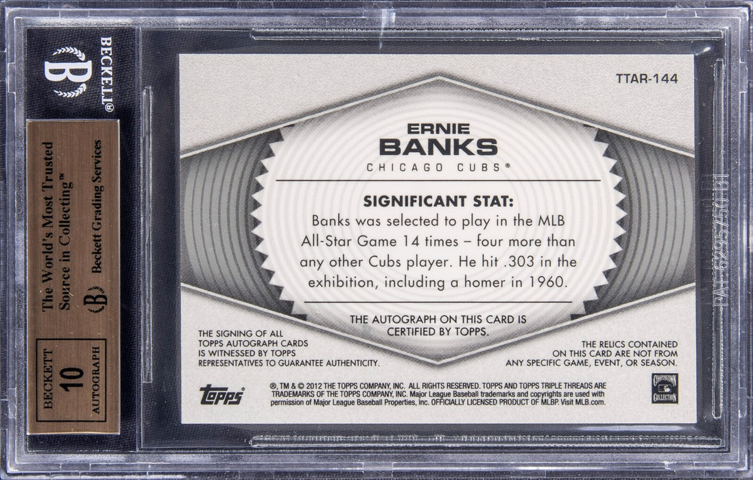 2012 Topps Triple Threads Ernie Banks Auto Game Used Bat BGS 9.5 Gem Mint