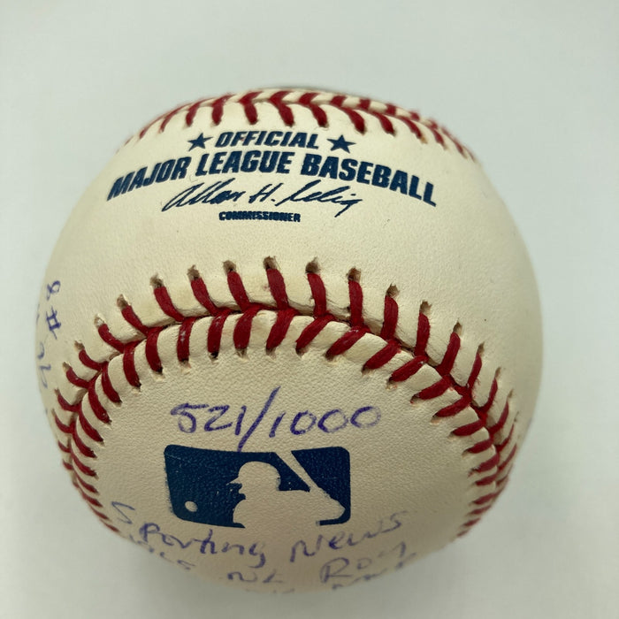 Joe Morgan Signed Heavily Inscribed Career STAT Baseball Reggie Jackson COA