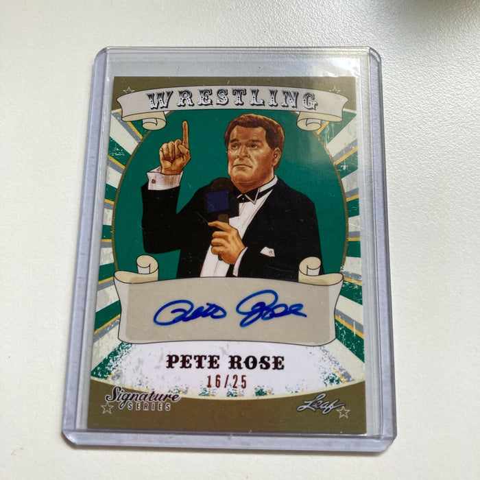 2016 Leaf Wrestling Pete Rose #16/25 Auto Signed Autographed Baseball Card