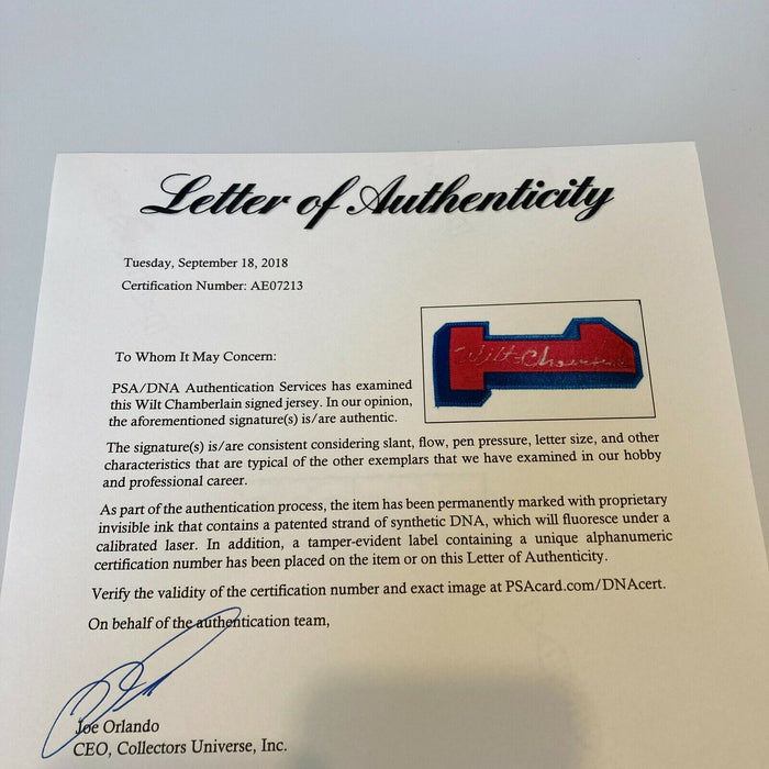 Wilt Chamberlain Signed Authentic Philadelphia 76ers Jersey UDA & PSA DNA COA