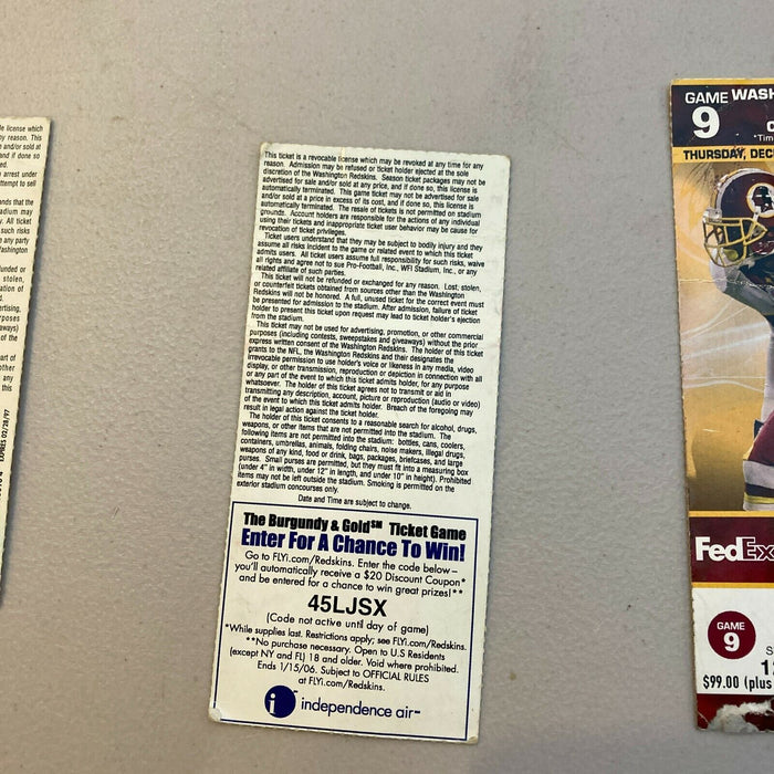 Lot Of (3) Washington Redskins VS Chicago Bears Tickets NFL 1996, 2005, 2007