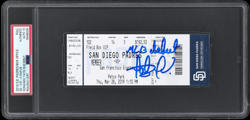 Fernando Tatis Jr. Signed Inscribed MLB Debut Full Ticket PSA/DNA GEM MT 10