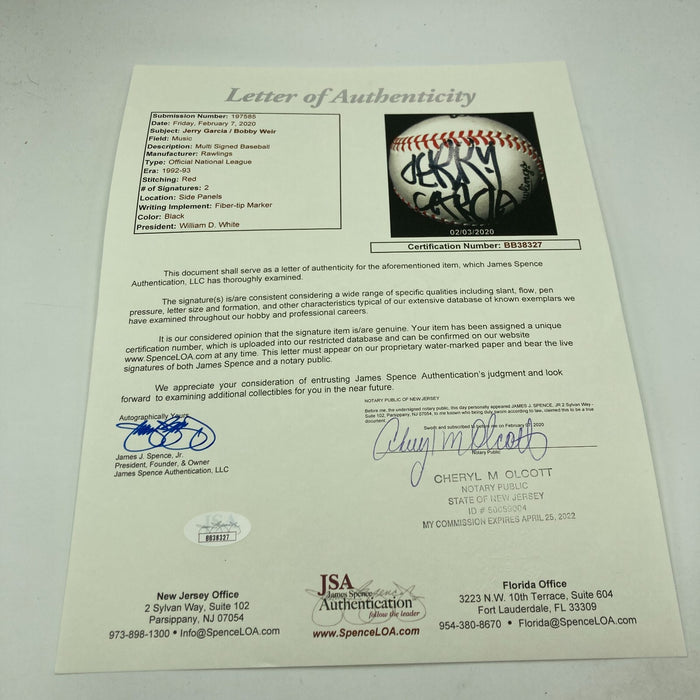 Jerry Garcia Grateful Dead Signed Autographed Baseball PSA DNA & JSA COA RARE