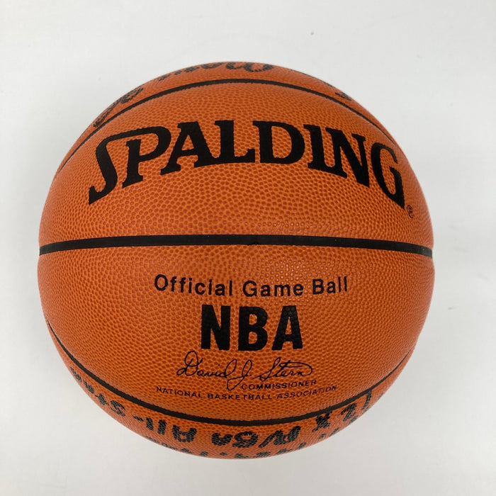 Magic Johnson Signed Heavily Inscribed STATS Basketball 18/32 JSA & Steiner COA