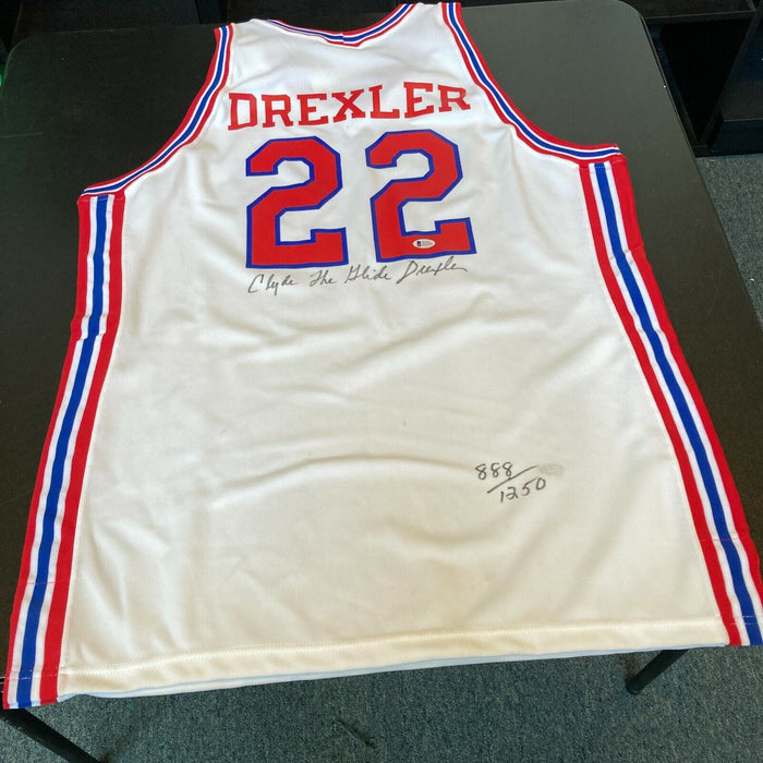 Clyde Drexler Signed Authentic 1983 High School Houston Cougars Jersey Beckett