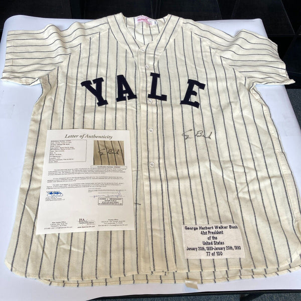 President George Bush Signed Mitchell & Ness Yale University Jersey JSA COA