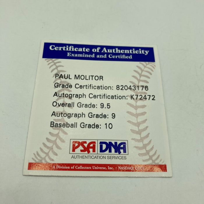 Paul Molitor HOF 2004 Signed Major League Baseball PSA DNA Graded 9.5 Mint+