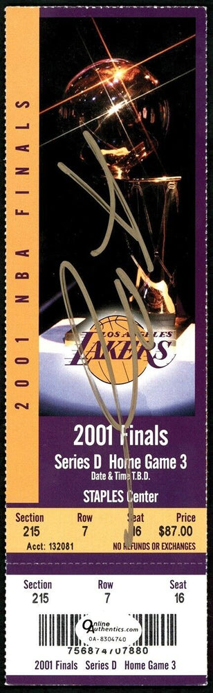 Kobe Bryant Signed 2001 NBA Finals Los Angeles Lakers Full Ticket JSA COA