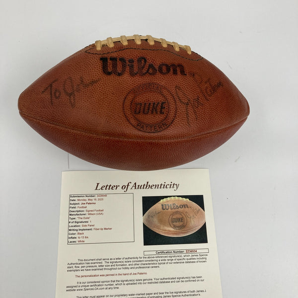 Joe Paterno Signed Wilson The Duke Game Football JSA COA