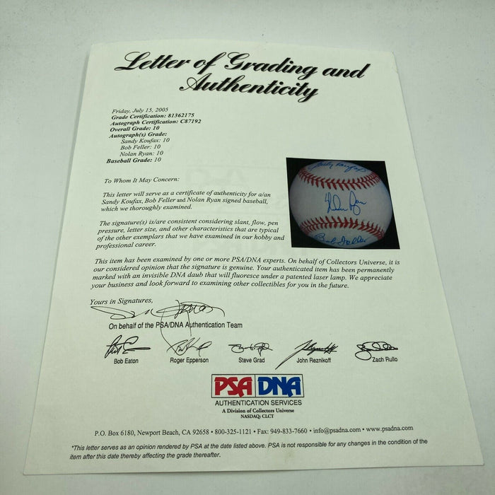 Sandy Koufax & Nolan Ryan Signed Baseball PSA DNA Graded GEM MINT 10