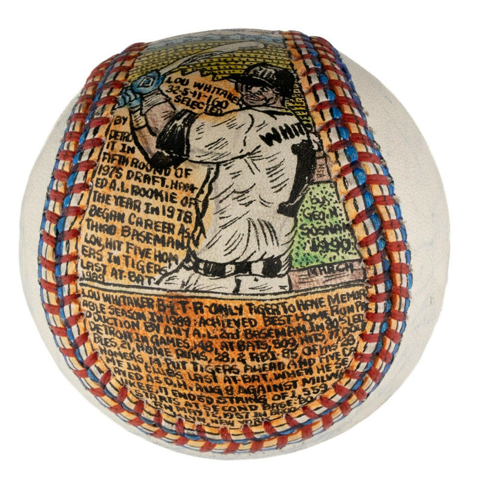Detroit Tigers Lou Whitaker Hand Painted George Sosnak Folk Art Baseball Signed