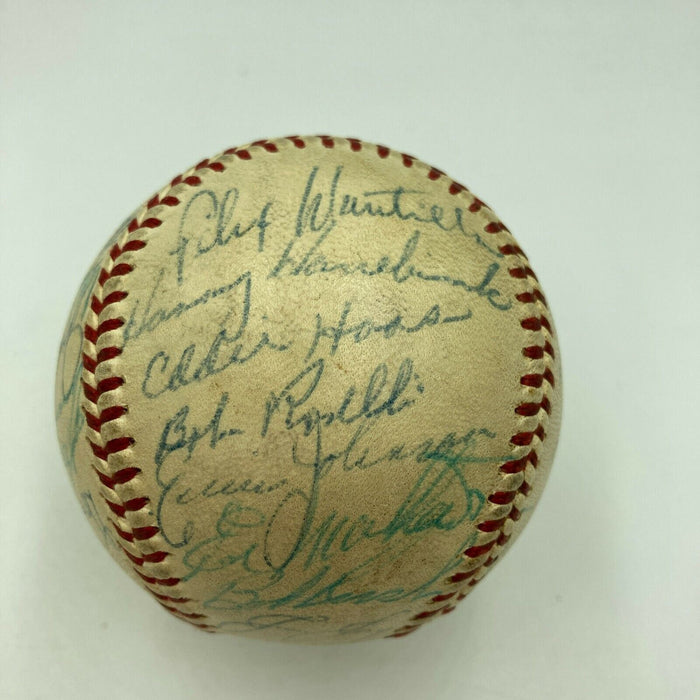 1958 Milwaukee Braves NL Champs Team Signed Baseball Hank Aaron JSA COA