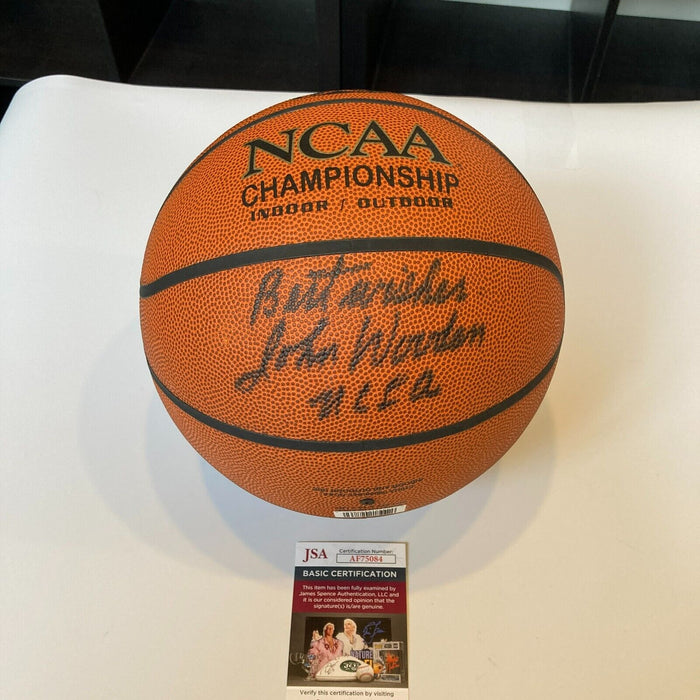 John Wooden "UCLA" Signed Rawlings NCAA Basketball JSA COA