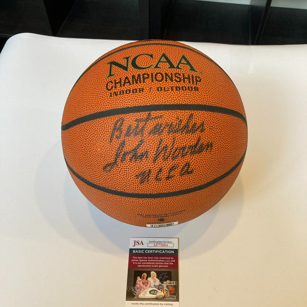 John Wooden "UCLA" Signed Rawlings NCAA Basketball JSA COA