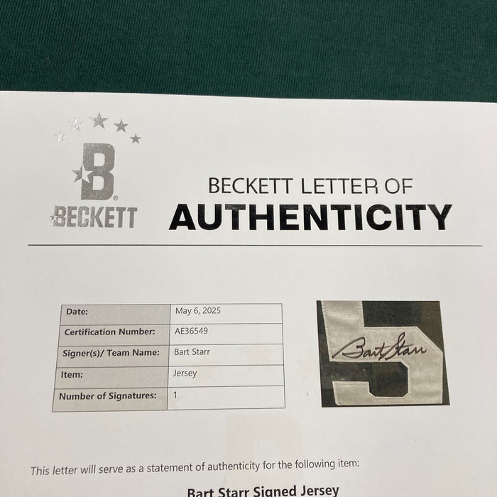 Bart Starr Signed Authentic Green Bay Packers Champion Game Model Jersey Beckett