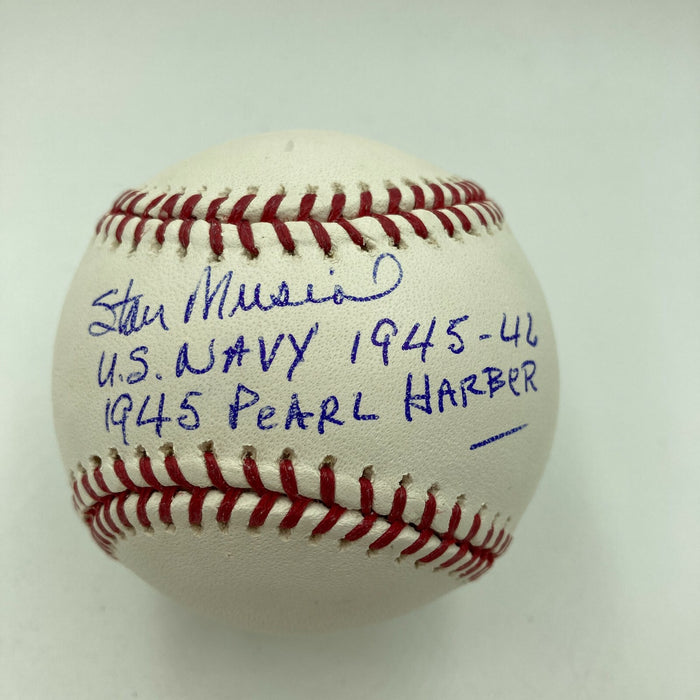 RARE Stan Musial "U.S. Navy 1945 Pearl Harbor" WW2 Signed Baseball PSA DNA COA