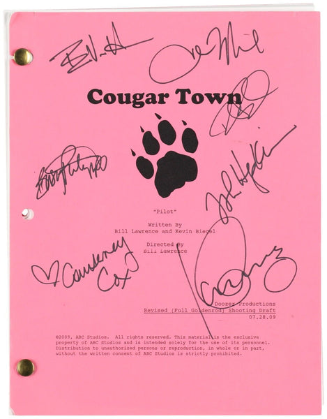 Cougar Town Cast Signed Pilot Script Courteney Cox Dan Byrd Josh Hopkins Beckett
