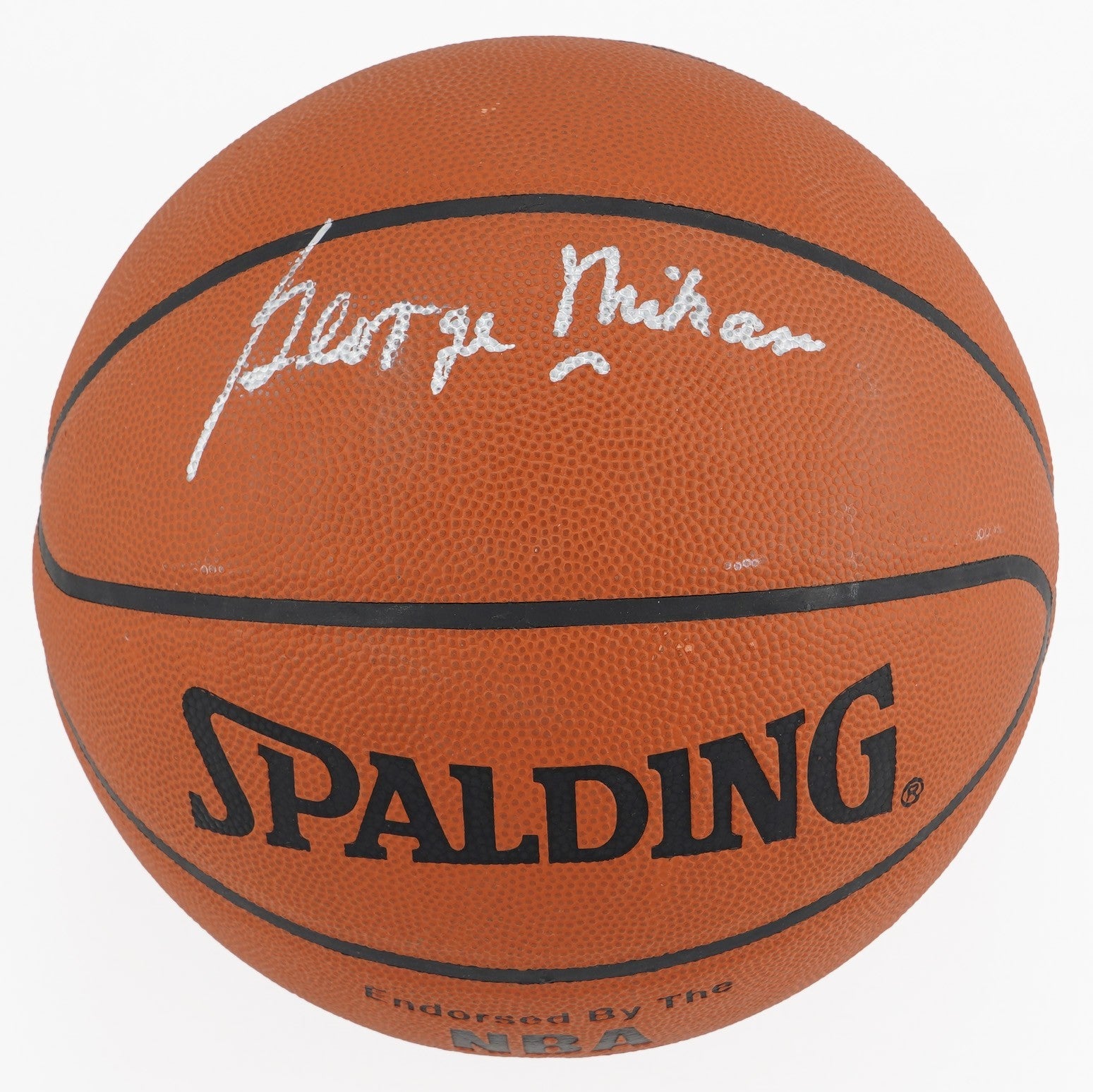 George Mikan Signed Spalding NBA Basketball Silver Ink  JSA Certified