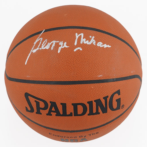George Mikan Signed Spalding NBA Basketball Silver Ink  JSA Certified