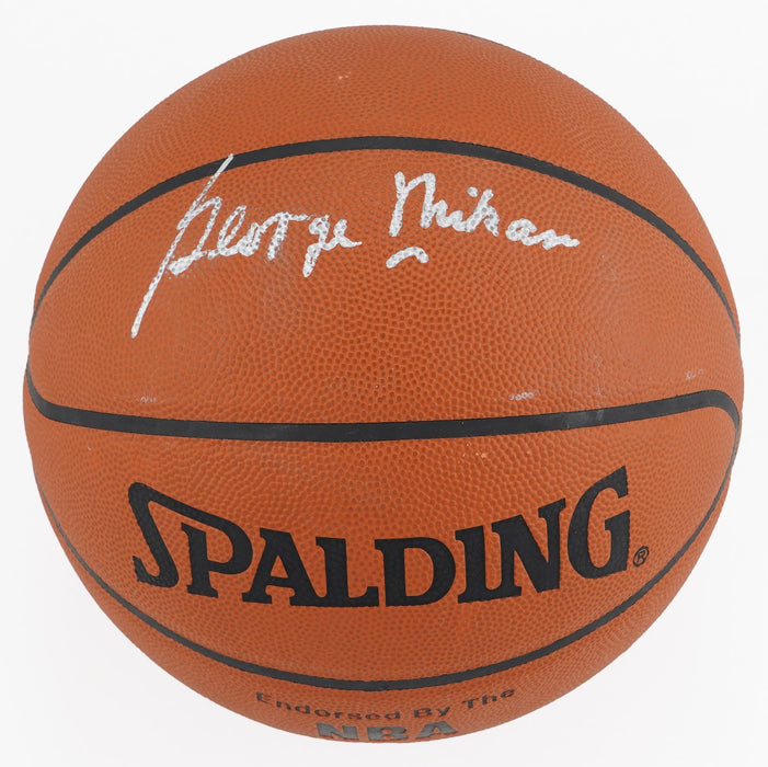 George Mikan Signed Spalding NBA Basketball Silver Ink  JSA Certified