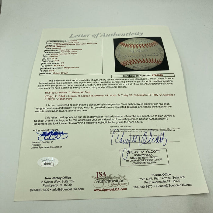 1961 New York Yankees World Series Champs Team Signed Baseball Mickey Mantle JSA