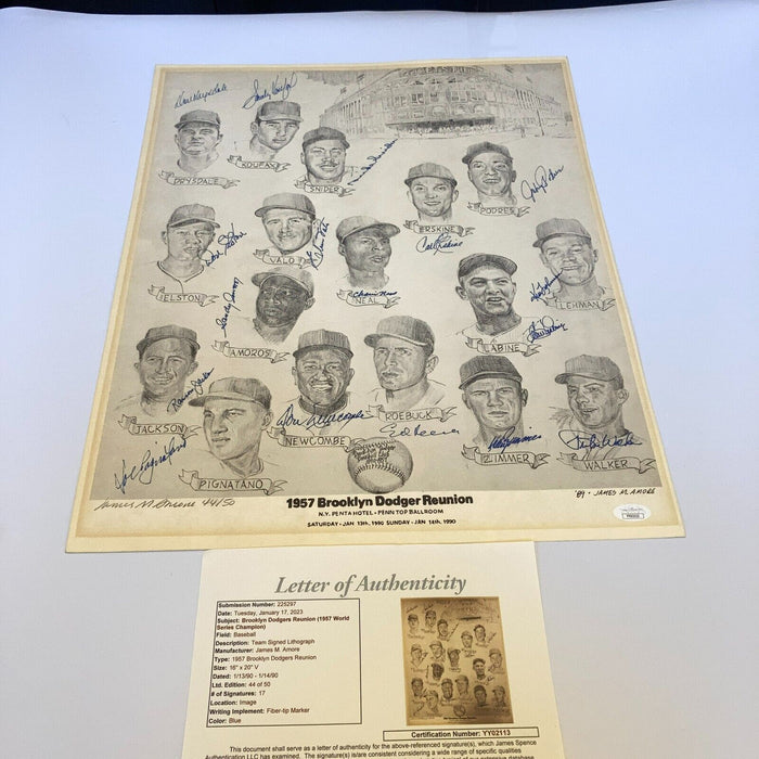 1957 Brooklyn Dodgers Team Signed 16x20 Photo Sandy Koufax Don Drysdale JSA COA