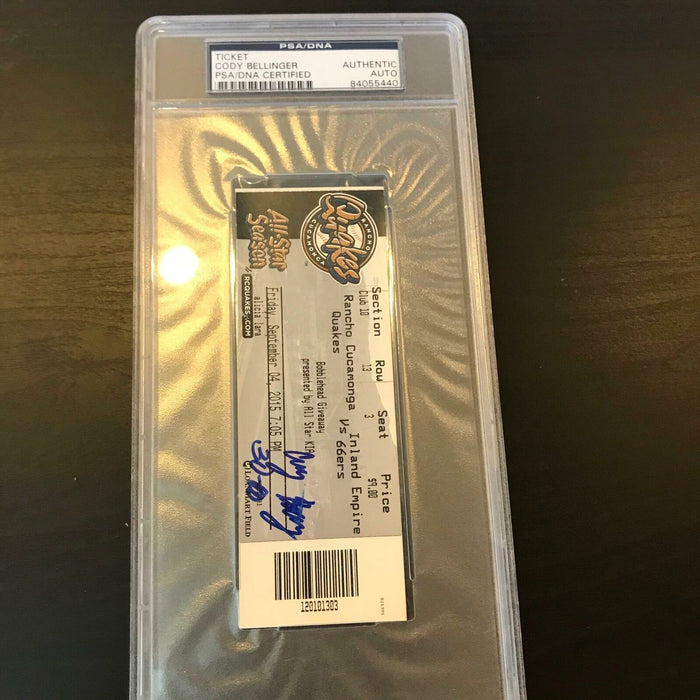 Cody Bellinger 30 Home Run 100 RBI Pre Rookie Signed Minor League Ticket PSA DNA