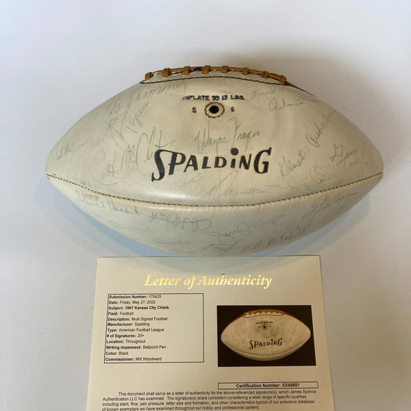 1967 Kansas City Chiefs Team Signed Vintage Spalding AFL Game Football JSA COA