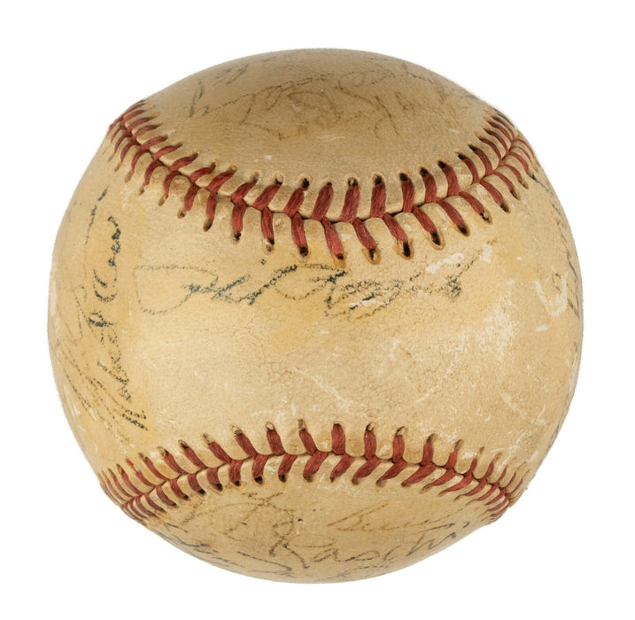 1952 New York Yankees World Series Champs Team Signed Baseball Mickey Mantle JSA