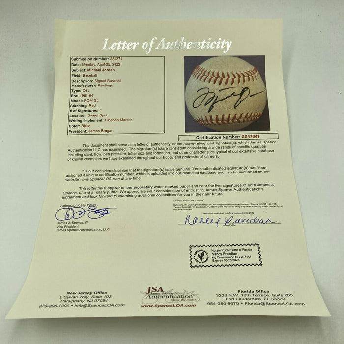 Michael Jordan Signed 1994 Game Used Minor League Baseball JSA COA