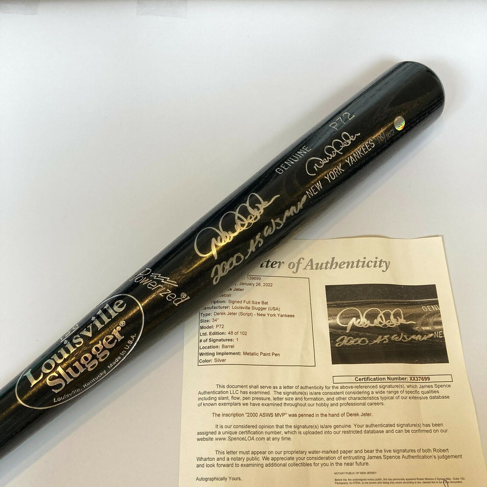 Derek Jeter "2000 All Star Game & World Series MVP" Signed Bat With JSA COA