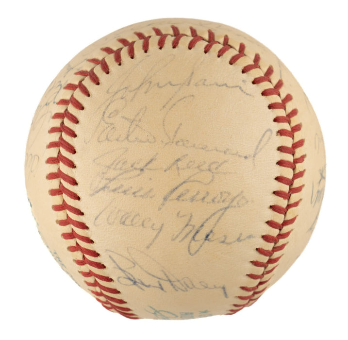 1961 New York Yankees W.S. Champs Team Signed Baseball Mickey Mantle Maris BAS