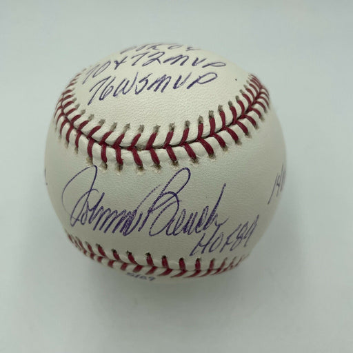 Johnny Bench Signed Heavily Inscribed Career STAT Baseball Steiner COA