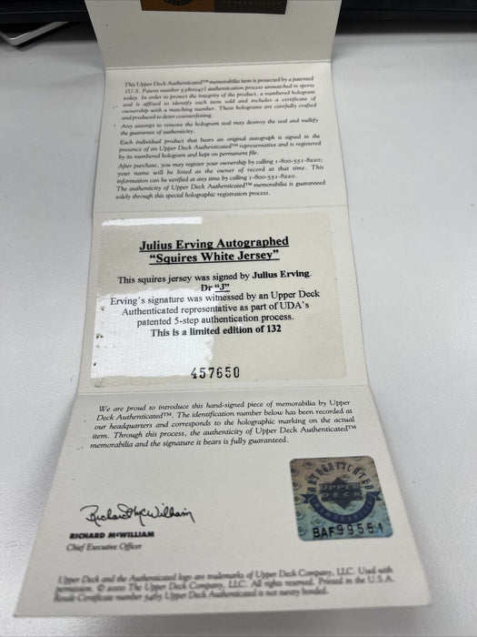 Rare Julius Erving Dr. J Signed Authentic 1972-73 Virginia Squires Jersey UDA