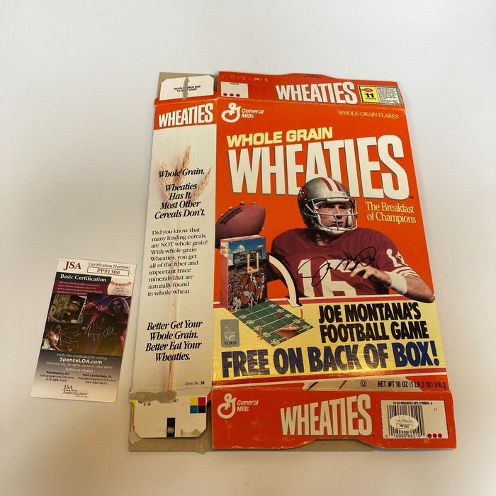 Joe Montana 49ers Signed Wheaties Cereal Box JSA COA
