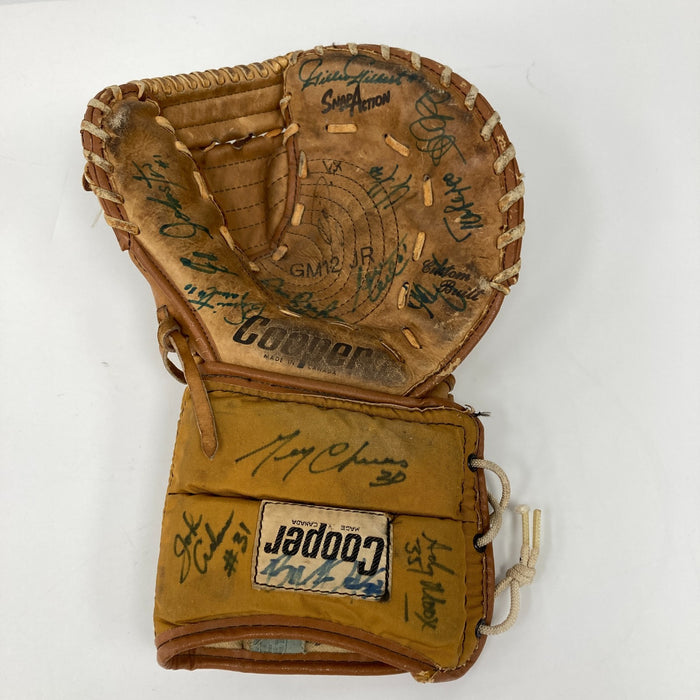 Boston Bruins Goalie Legends Multi Signed NHL Hockey Glove 14 Sigs JSA COA