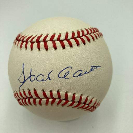 Beautiful Hank Aaron Signed Official National League Baseball JSA COA