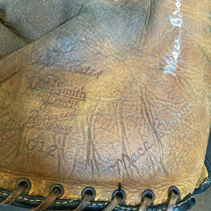 Mace Brown Signed 1940's Game Model Baseball Glove With JSA COA
