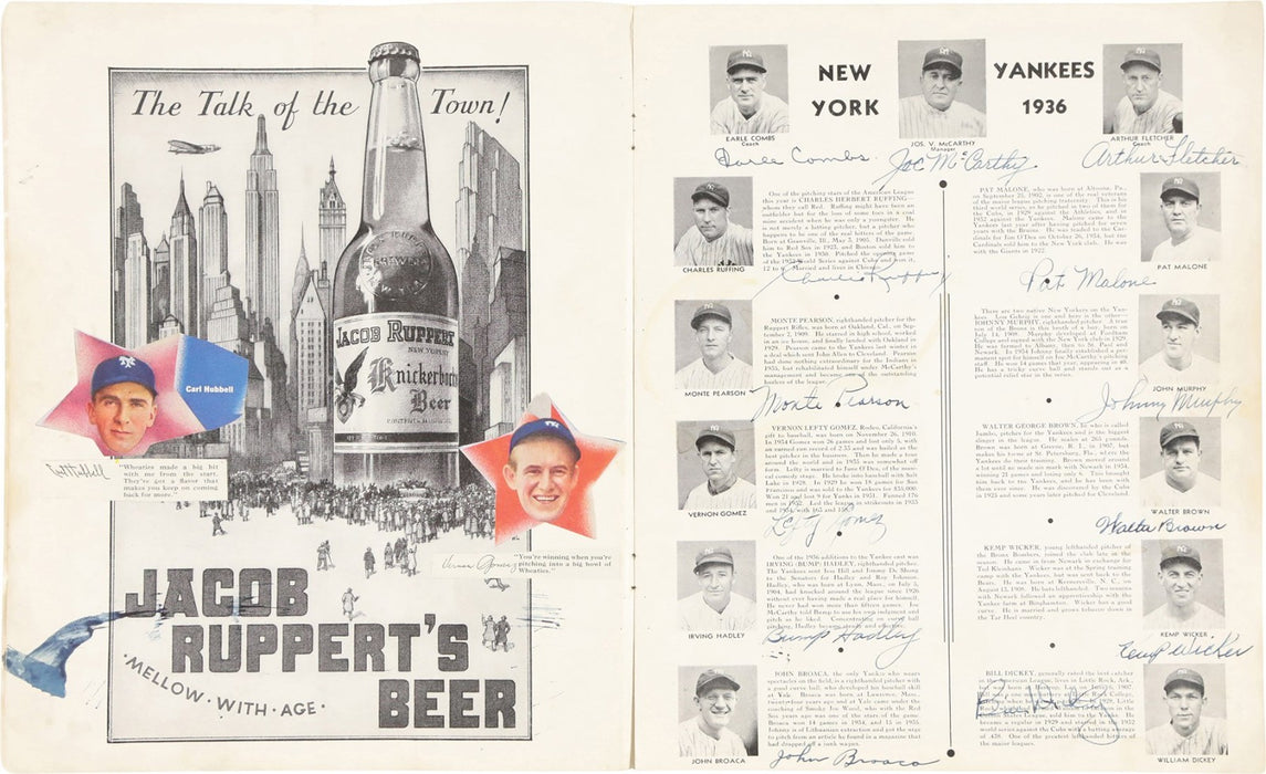 1936 New York Yankees Team Signed World Series Program 51 Sigs Lou Gehrig PSA
