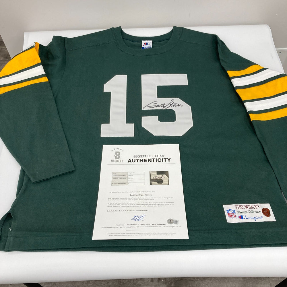 Bart Starr Signed Authentic Green Bay Packers Champion Game Model Jersey Beckett